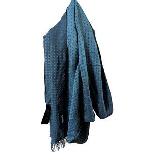 Anne Fontaine Silk Blend Blue Dot Matrix Scarf 81x20 inches w/flaws